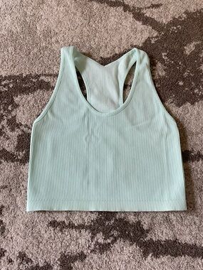 Zella Mint Ribbed Racerback Crop Tank